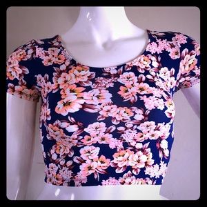 Navy floral crop top